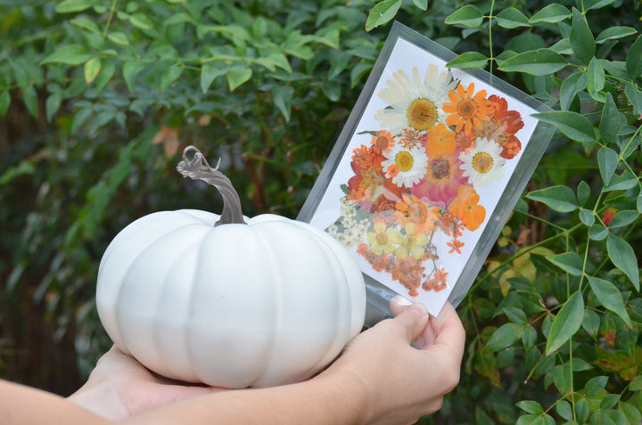 Pumpkin Mod Podge & Pressed Flowers