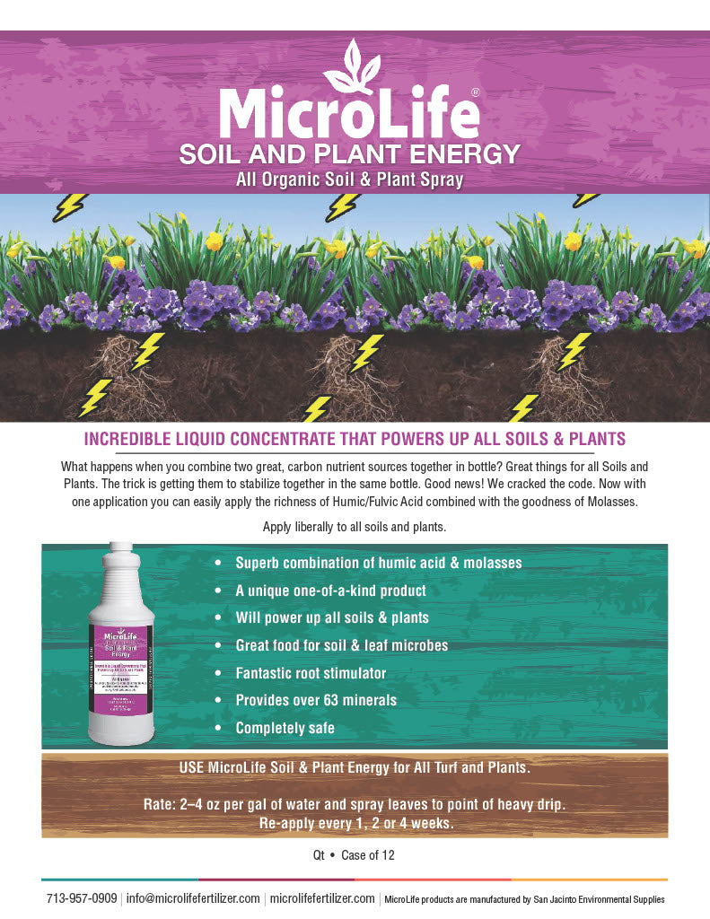 Product details for MicroLife fertilizer plant and soil energy.